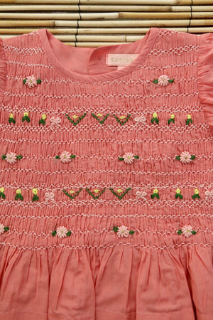 New Smocks Blouse with long sleeves Dark Pink Sushi