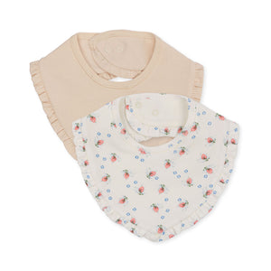 BASIC 2 PACK FRILL BIB/BRISE DE ETE WHITE/NOUVELLE PEACH