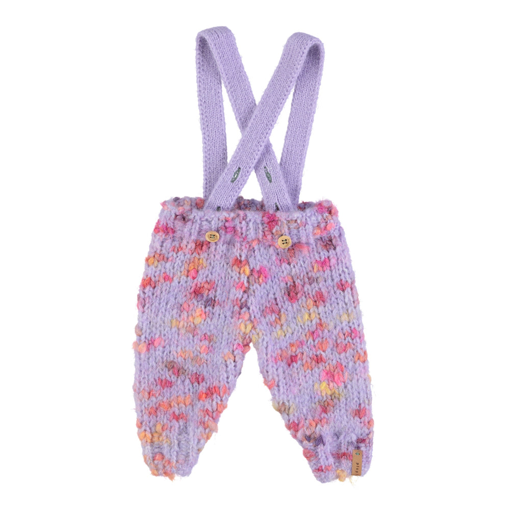 KNITTED BABY STRAPS TROUSERS/MULTICOLOR LILAC
