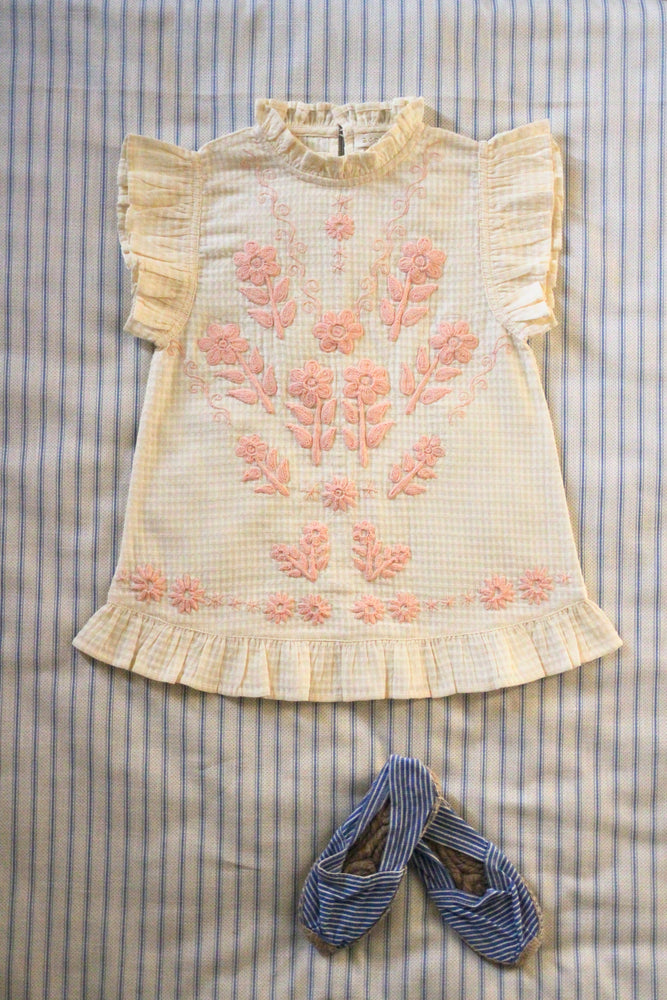 Natural seersucker embroidered tunic