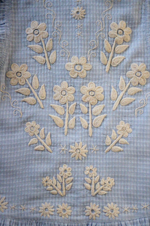 Sky seersucker embroidered tunic