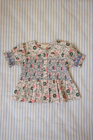 Smocked meadow blouse in flowers