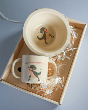 CERAMIC BOWL & CUP/DANSOSAURUS