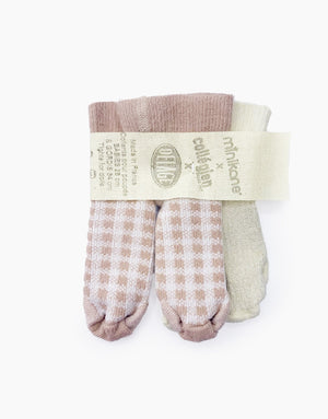 Minikane X Delage – Pack of 2 soft lamb lurex / old pink check tights