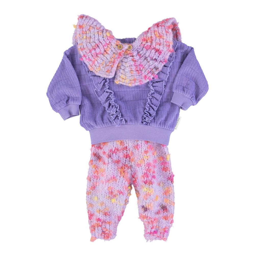 KNITTED BABY STRAPS TROUSERS/MULTICOLOR LILAC