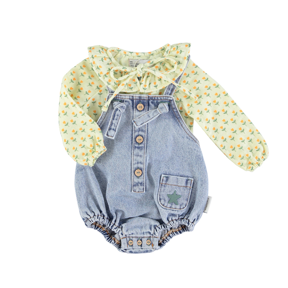 BABY BLOUSE ROUND COLLAR/YELLOW LITTLE FLOWERS