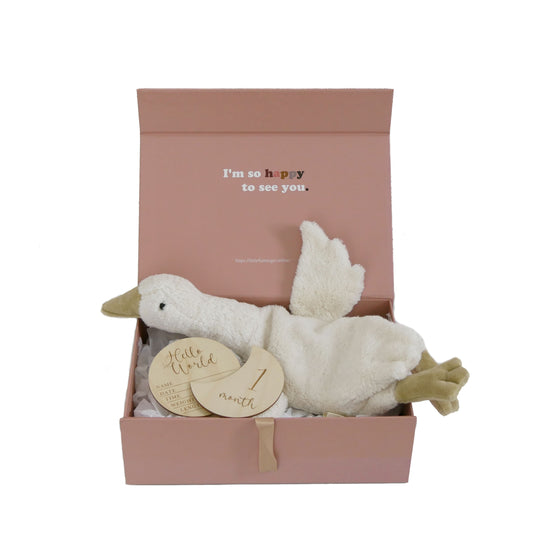 オリジナルギフトセット/ Cuddly Animal Goose（S）& 月型 マンスリーカード　SET