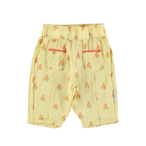 BABY GIRL TROUSERS/LIGHT YELLOW W/ FLOWERS ALLOVER
