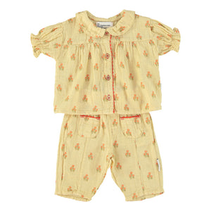 BABY GIRL TROUSERS/LIGHT YELLOW W/ FLOWERS ALLOVER